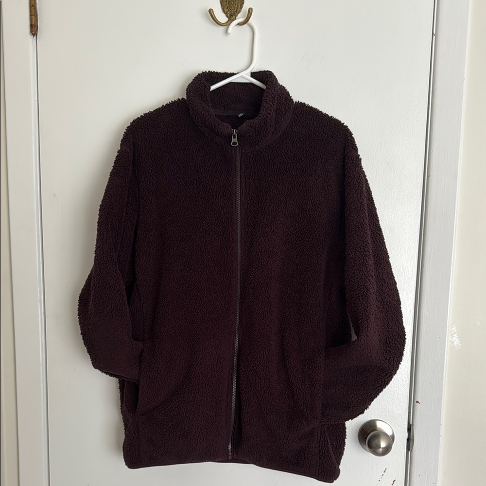 Cozy Maroon Zip-Up Fleece Jacket